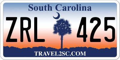 SC license plate ZRL425