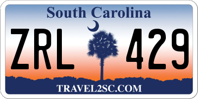SC license plate ZRL429