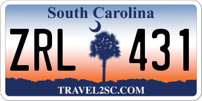 SC license plate ZRL431
