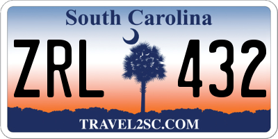 SC license plate ZRL432