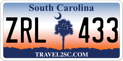 SC license plate ZRL433