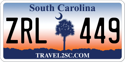 SC license plate ZRL449