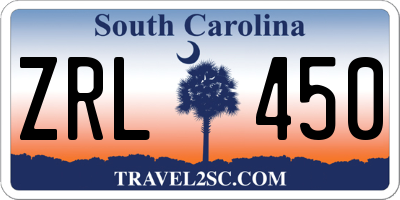 SC license plate ZRL450