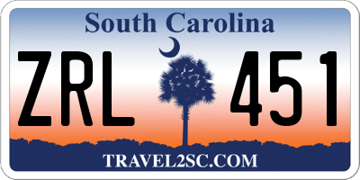 SC license plate ZRL451
