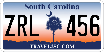 SC license plate ZRL456