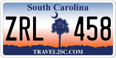 SC license plate ZRL458
