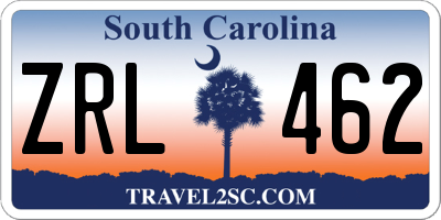 SC license plate ZRL462