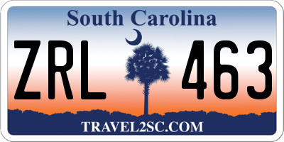SC license plate ZRL463