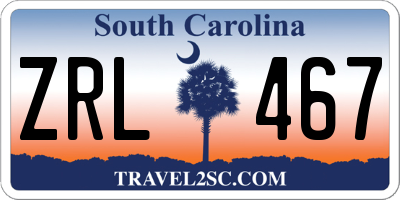 SC license plate ZRL467