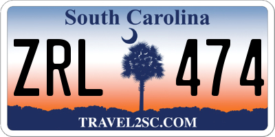 SC license plate ZRL474