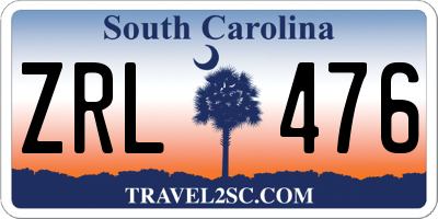 SC license plate ZRL476
