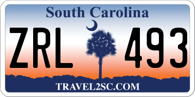 SC license plate ZRL493