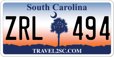 SC license plate ZRL494