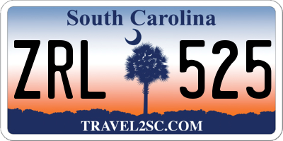 SC license plate ZRL525