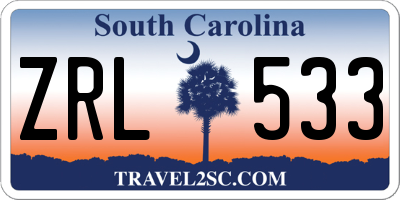 SC license plate ZRL533
