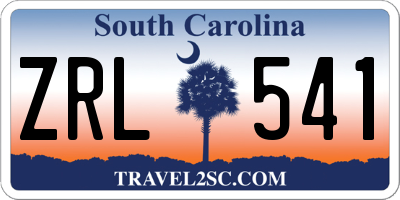 SC license plate ZRL541