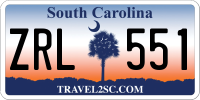 SC license plate ZRL551