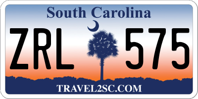 SC license plate ZRL575