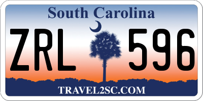 SC license plate ZRL596