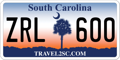 SC license plate ZRL600