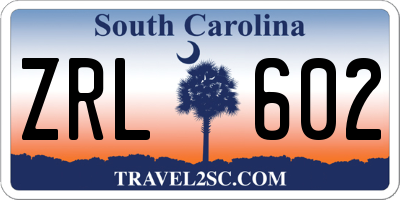 SC license plate ZRL602