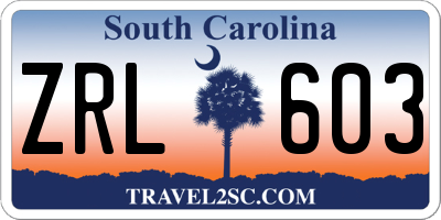 SC license plate ZRL603
