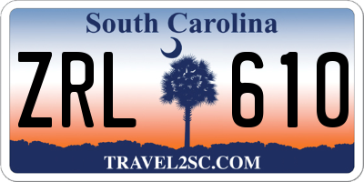 SC license plate ZRL610