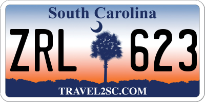 SC license plate ZRL623