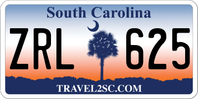 SC license plate ZRL625