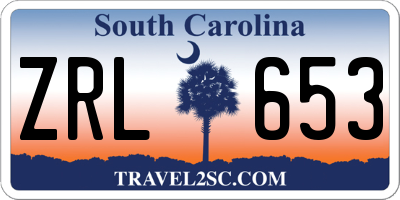 SC license plate ZRL653