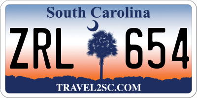SC license plate ZRL654