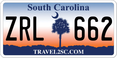 SC license plate ZRL662
