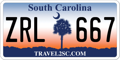 SC license plate ZRL667