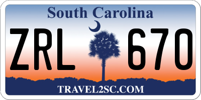 SC license plate ZRL670