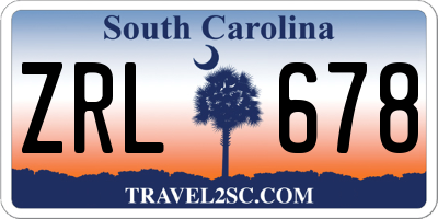 SC license plate ZRL678