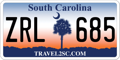 SC license plate ZRL685