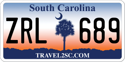 SC license plate ZRL689