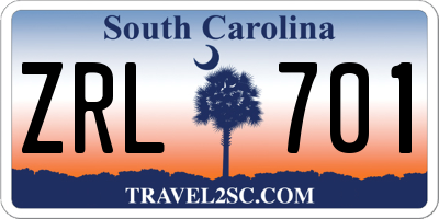 SC license plate ZRL701