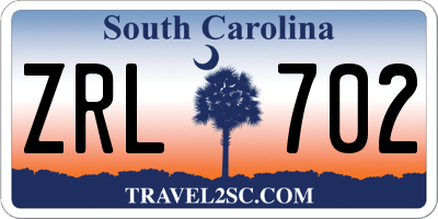 SC license plate ZRL702