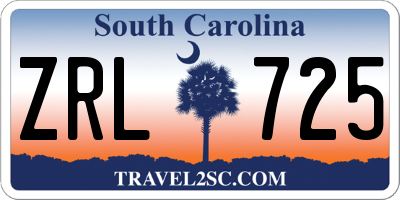 SC license plate ZRL725