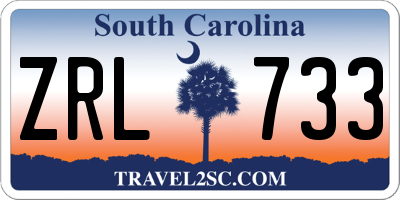 SC license plate ZRL733