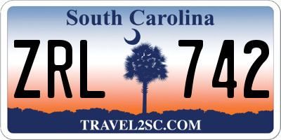 SC license plate ZRL742