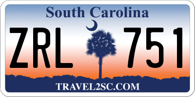 SC license plate ZRL751