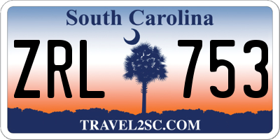 SC license plate ZRL753