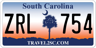 SC license plate ZRL754