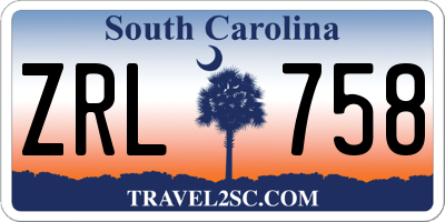 SC license plate ZRL758