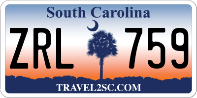 SC license plate ZRL759