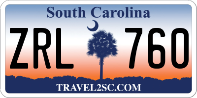 SC license plate ZRL760