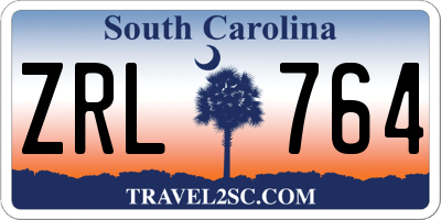 SC license plate ZRL764