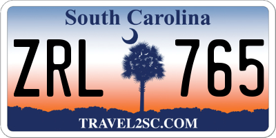 SC license plate ZRL765